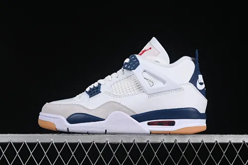All categories Air Jordan Jordan series basketball shoes Air Jordan 4 Nk SB x Air Jordan 4 "Navy" AJ4 Joe 4 joint white and blue DR5415-100